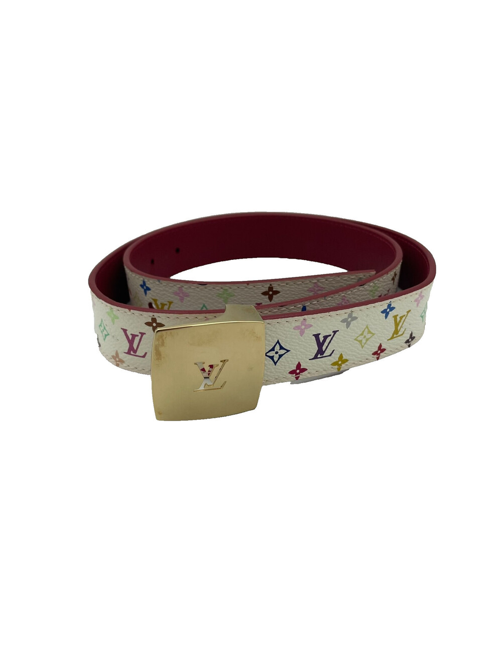 Louis Vuitton x Takashi Murakami Monogram Multicolore Ceinture Belt 85 White